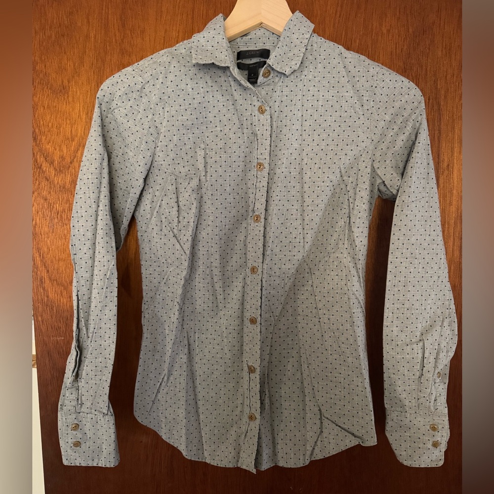 J. Crew Light grey Polka Dot Shirt